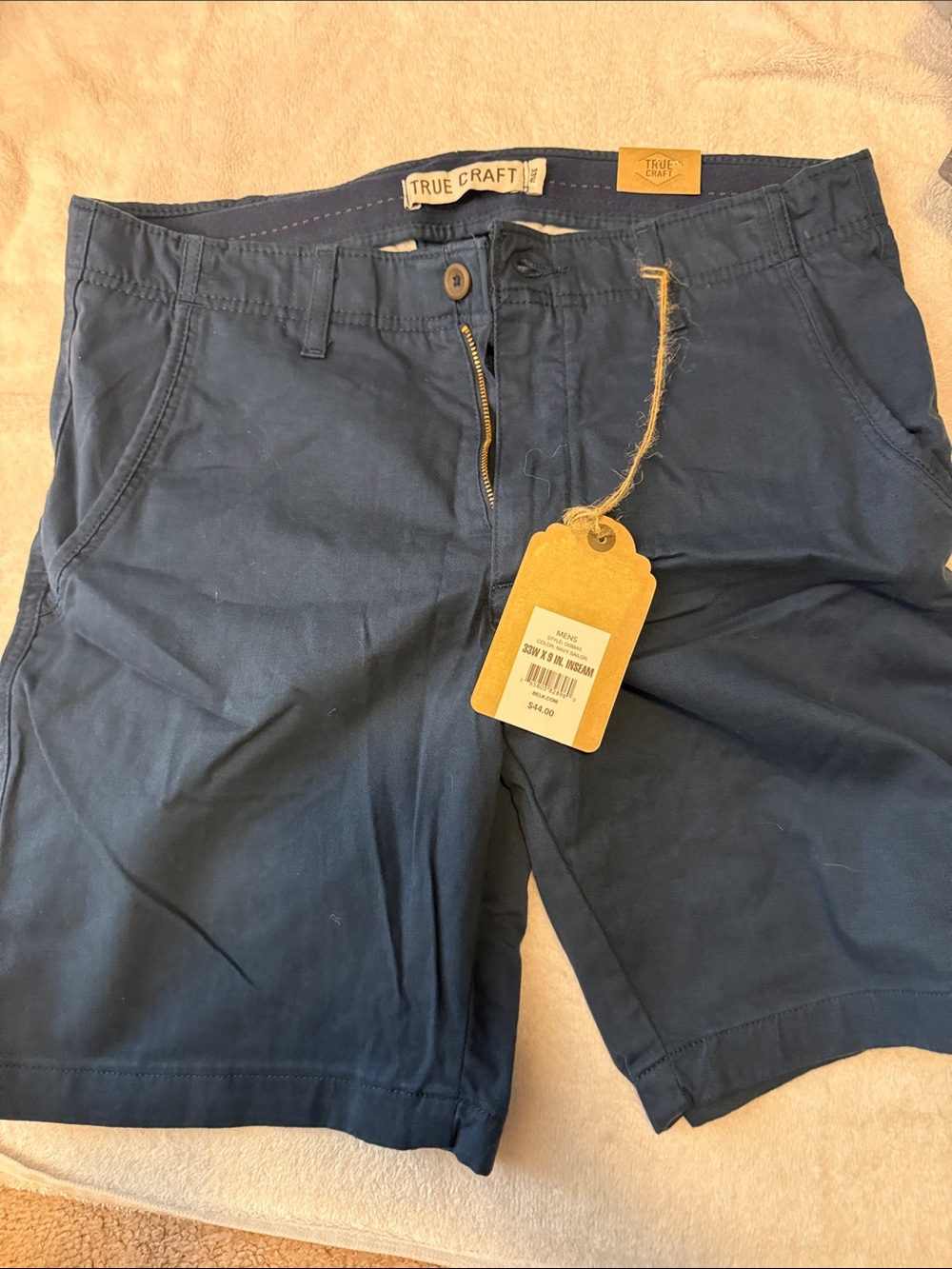 True Craft Men's Deep Blue Flat Front Casual Shorts
